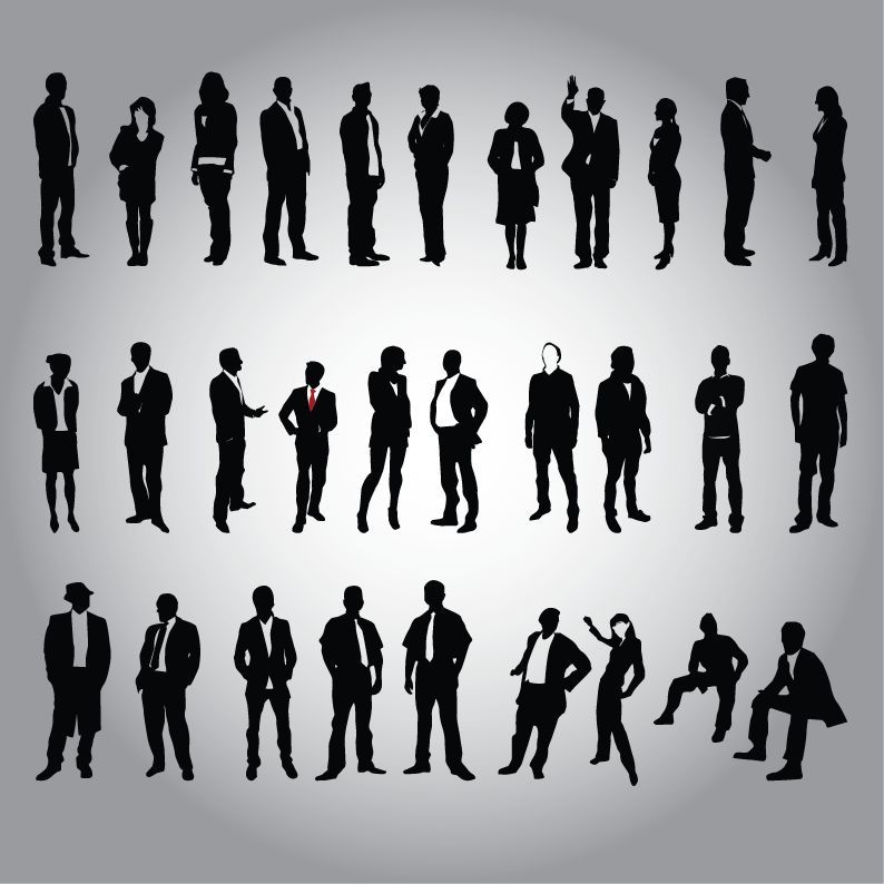 free vector Business People Silhouette Vector Set